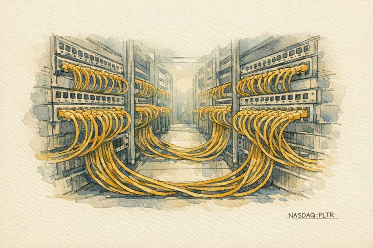 Rows of networking cables plugged into equipment racks in a data center aisle.