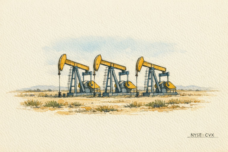 A row of steel pump jacks standing on flat desert scrubland under a clear sky.